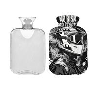 Cool Motorcyclist No Risk No Story Jolie bouillotte avec housse souple 2 L pour lit pour le cou, les épaules, les mains et les pieds, Bolsa Caliente para Dolores musculares