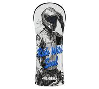 Cool Motorcyclist Ride with Soul Couvre-tête de golf en cuir de qualité supérieure avec étiquette numérotée pour bois de parcours hybride