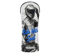 Cool Motorcyclist Ride with Soul Ensemble de housses de club de golf en cuir de qualité supérieure avec étiquettes interchangeables conçues pour s'adapter à tous les bois et conducteurs