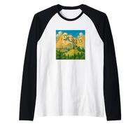 Cool Mount Rushmore National Memorial USA Presedents Cartoon Manche Raglan