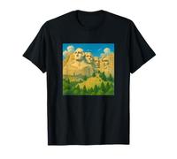 Cool Mount Rushmore National Memorial USA Presedents Cartoon T-Shirt