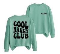 Cool Nanny Club Sweatshirt for Women Grandma Long Sleeve Crew Neck Shirt Funny Letter Print Graphic Pullover Top