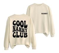 Cool Nanny Club Sweatshirt for Women Grandma Long Sleeve Crew Neck Shirt Funny Letter Print Graphic Pullover Top