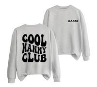 Cool Nanny Club Sweatshirt for Women Grandma Long Sleeve Crew Neck Shirt Funny Letter Print Graphic Pullover Top