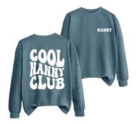 Cool Nanny Club Sweatshirt for Women Grandma Long Sleeve Crew Neck Shirt Funny Letter Print Graphic Pullover Top