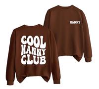 Cool Nanny Club Sweatshirt for Women Grandma Long Sleeve Crew Neck Shirt Funny Letter Print Graphic Pullover Top