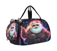 Cool NéOn LumièRe NoëL Santa Sac de Sport Natation avec Compartiment à Chaussures,Sac de Voyage Weekend Sac à Main pour Filles GarçOns