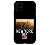 Cool New York City Abstract Skyline, Retro New York Sunset Coque pour iPhone 11