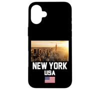 Cool New York City Abstract Skyline, Retro New York Sunset Coque pour iPhone 16 Plus