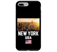 Cool New York City Abstract Skyline, Retro New York Sunset Coque pour iPhone 7 Plus/8 Plus