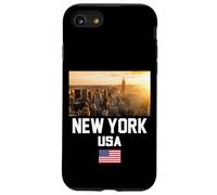 Cool New York City Abstract Skyline, Retro New York Sunset Coque pour iPhone SE (2020) / 7/8