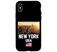 Cool New York City Abstract Skyline, Retro New York Sunset Coque pour iPhone X/XS