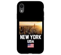 Cool New York City Abstract Skyline, Retro New York Sunset Coque pour iPhone XR