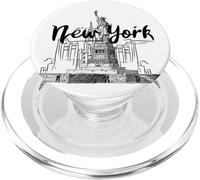 Cool New York City Statue of Liberty Skyline Sketch Drawing PopSockets PopGrip pour MagSafe