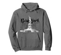 Cool New York City Statue of Liberty Skyline Sketch Drawing Sweat à Capuche