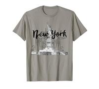 Cool New York City Statue of Liberty Skyline Sketch Drawing T-Shirt