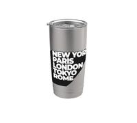 Cool New York Paris London Tokyo Rome Illustration Graphic Gobelet isotherme en acier inoxydable double paroi