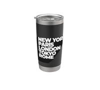 Cool New York Paris London Tokyo Rome Illustration Graphic Gobelet isotherme en acier inoxydable double paroi
