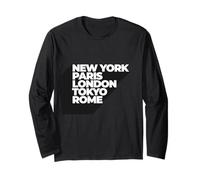 Cool New York Paris London Tokyo Rome Illustration Graphic Manche Longue