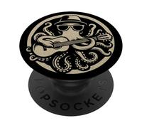 Cool Octopus Guitare Player Design Funny Music Lover Sea Life PopSockets PopGrip Adhésif
