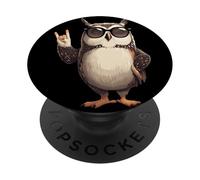 Cool Owl Rock Hand Sign Lunettes de Soleil Motif Animal et Rouleau PopSockets PopGrip Adhésif