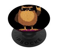 Cool Owl Rock on Funny Bird Lover Animal Graphic Lunettes de Soleil PopSockets PopGrip Adhésif