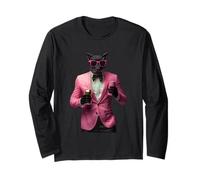 Cool Panther en costume rose avec lunettes de soleil Manche Longue
