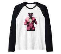 Cool Panther en costume rose avec lunettes de soleil Manche Raglan