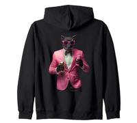Cool Panther en costume rose avec lunettes de soleil Sweat à Capuche