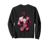 Cool Panther en costume rose avec lunettes de soleil Sweatshirt