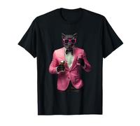 Cool Panther en costume rose avec lunettes de soleil T-Shirt