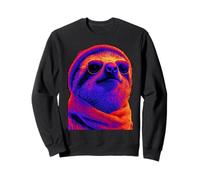 Cool Paresseux avec Lunettes de Soleil écharpe rétro Hiver Animal Hipster Sweatshirt