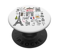 Cool Paris France Illustration Sketch Drawing Fashion Stuffs PopSockets PopGrip Adhésif