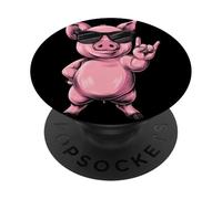 Cool Pig Rock on Funny Pig Lover Animal Graphic Lunettes de Soleil PopSockets PopGrip Adhésif