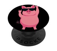 Cool Pink Pig Rock on Funny Animal Lover Lunettes de Soleil Graphiques PopSockets PopGrip Adhésif