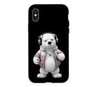 Cool Polar Bear Casque d'écoute à Carreaux Coque pour iPhone X/XS