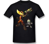 Cool Print Cotton Funny T Shirts Ratchet Clank Quartu Gadgebots Game Men Fashion Streetwear Black L