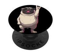 Cool Pug Rock on Funny Dog Lover Animal Graphic Lunettes de Soleil PopSockets PopGrip Adhésif