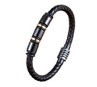 Cool Punk Noir IC Bouton Conception en Cuir véritable pour Hommes Bracelets de Mode Cadeau Masculin