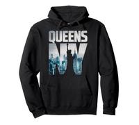 Cool Queens Graphic Tee Shirts, Queens New York City Skyline Sweat à Capuche