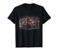 Cool Raton Laveur Mangeant Pizza Synthwave Retro Neon City Design T-Shirt Graphique avec Valeur