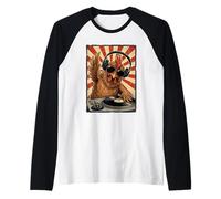 Cool Retro Chicken DJ Funny Rooster Music Hommes Femmes Manche Raglan