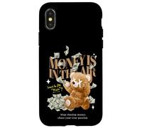 Cool Rich Teddy Bear with Money Illustration Graphic Designs Coque pour iPhone X/XS