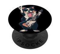 Cool Rock Chien Guitare Jouant Drôle Animal Design PopSockets PopGrip Adhésif