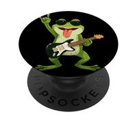 Cool Rock Frog Guitare Joueur Cartoon Funny Animal Design PopSockets PopGrip Adhésif