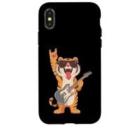 Cool Rock Tiger Guitare avec Motif Animal Amusant Coque pour iPhone X/XS