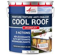 Cool Roof Peinture Anti Chaleur Toiture Réfléchissante 10 L Blanc | Réfléchit la Chaleur, Hydrofuge, Résiste aux Uv, Protège Tuiles, Béton, Ardoise et Bitume - Arcane Industries