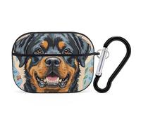 Cool Rottweiler Coque rigide en polycarbonate anti-rayures avec porte-clés pour AirPod Pro 2e/1ère coque pour homme et femme, style noir