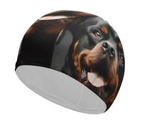 Cool Rottweiler Dog Art Bonnet de bain unisexe pour adulte Bonnet de piscine antidérapant Confortable Durable Facile à mettre et à enlever Bonnet de bain imperméable Garde les cheveux au sec
