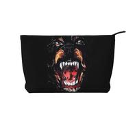 Cool Rottweiler Dog Art Trousse de maquillage multifonction en velours côtelé avec fermeture éclair 22 x 7 x 17 cm pour voyage, camping, vacances, fitness, Noir , Taille unique